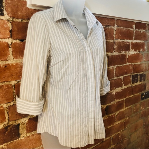 Striped 3/4 Sleeve Button Down - Picture 2 of 5
